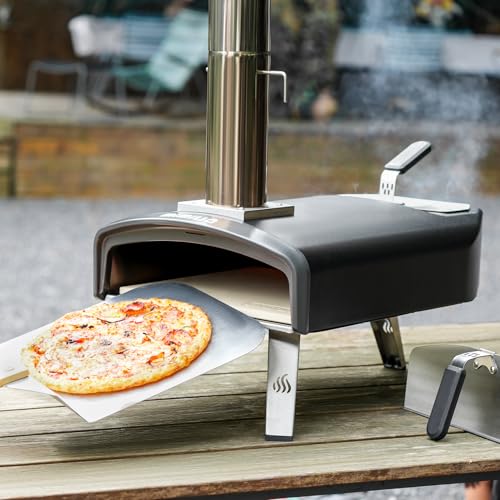 Mimiuo Pizzaofen Tragbarer mit 33cm Quadratische Pizzasteine, Outdoor Pizza Ofen für Holzkohle und Brennholz, Ideal für Camping & Garten, Pizzaöfen