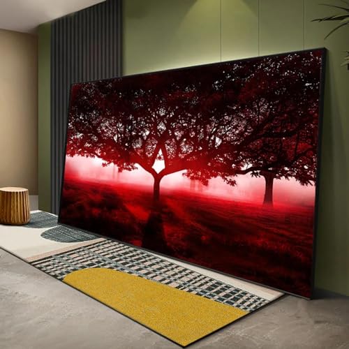 Peinture sur toile nature morte rouge grand format 70x140cm pour mur
