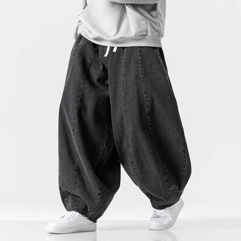 Japanese Jeans Men's High Street Cargo Pants Loose Wide Legs Denim Pants Large Size Hip Hop Male Trousers3