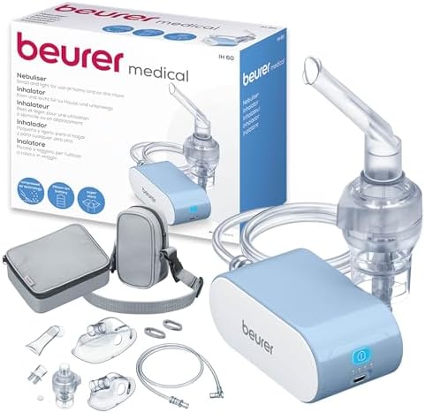 Beurer IH 60 Nebulizador, silencioso y portátil con batería, inhalador con tecnología de aire compri...