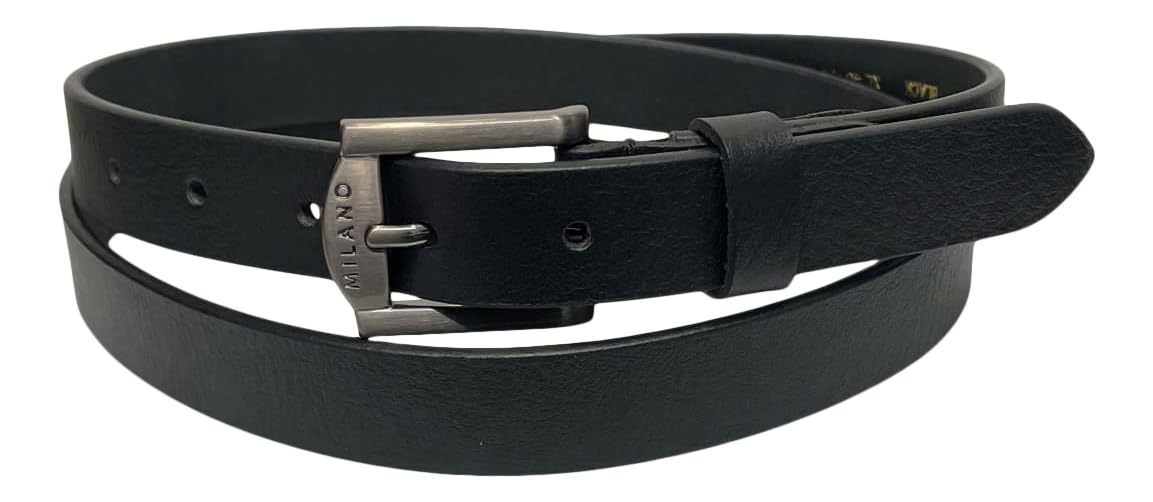 Men's Leather Belt, Man's Full Grain Leather Belts, 1" Wide, Waist 28" - 48" (Black, XL)