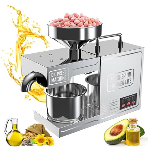 Frantoio da casa per olive, Automatica Frantoio Olio, Alto Rendimento Petrolio con Controllo Temperatura, Arachide/Semi Girasole/Semi tè/Semi Sesamo/Noccioli Noc