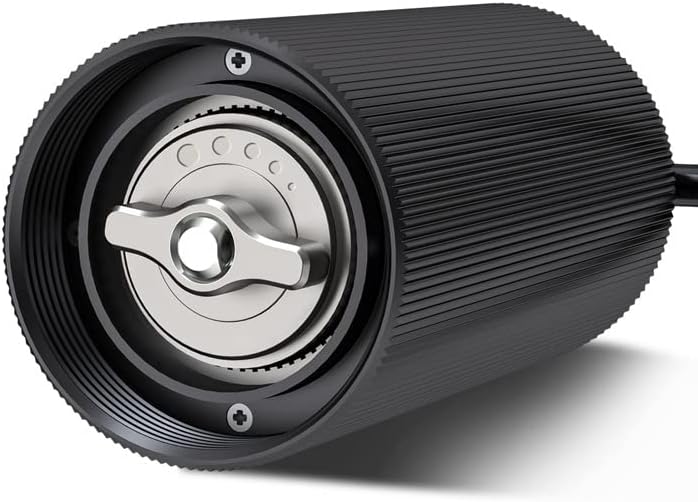 Coffee Hand Grinder Outdoor Camping Portable Stainless Steel Grinding Coffee Bean Grinder (CNC Steel Grinding Core; Space Aluminum Metal Shell) (15.87 oz) (Black)