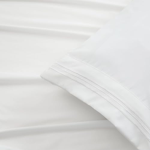 Miniatura 5 de Juego de sábanas de microfibra de fácil ajuste, tamaño Queen, extra suave, bolsillos profundos, juego de 4 piezas, sábanas blancas para cama Queen