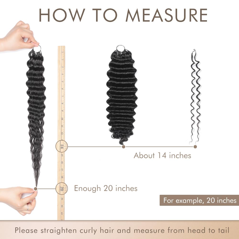Miracle Knots Crochet Human Hair 18 Inch 125g Deep Wave Human Crochet Hair for Black Women Knotless 100 Strands Reusable Pre-Separated Feather Crochet Human Hair Natural Black