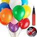 Coceca 12 Inches 220PCS Assorted Color Party Balloons with Hand Held Air Inflator and Balloon Clip