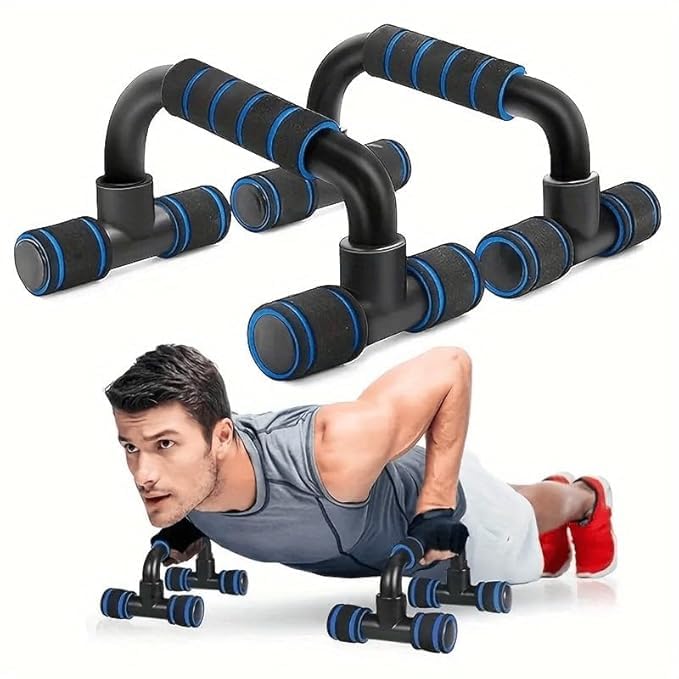 SUVIKSHA Push Up Bars Gym Exercise Equipment Fitness 1 Pair Pushup Handles with Cushioned Foam Grip and Non-Slip Sturdy Structure Push Up Bars for Men & Women (Blue)-picture-30