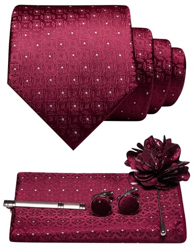 Image of JEMYGINS Mens Tie and Lapel Pin Necktie Pocket Square Cufflinks and Tie Clip Sets for Business Casual 5PCS