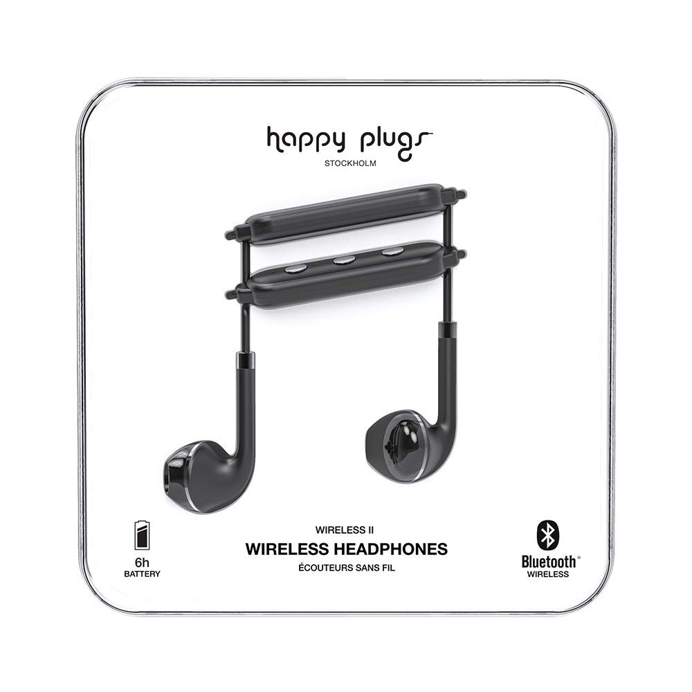 Happy Plugs7621 | Wireless II Headphones | Wireless Bluetooth with In-line Remote And Microphone | Black, One Size