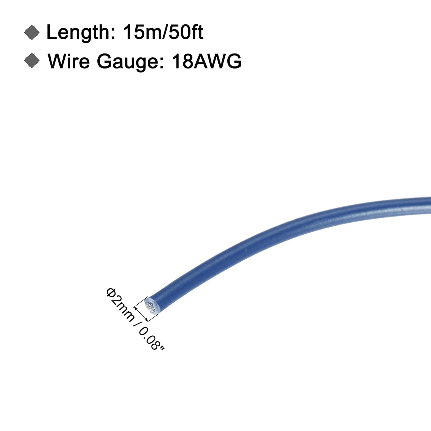 MECCANIXITY 18AWG Stranded PVC Hookup Wire 15m/50ft Blue, Electrical UL1007 Spool Tinned Copper Wire for Internal Connecting, Marine - Image 2