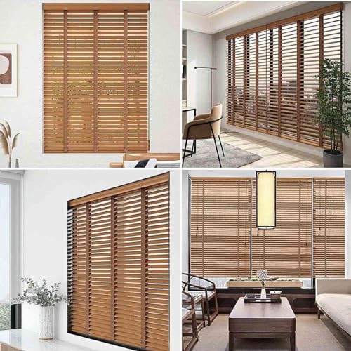 Cortinas fáciles de instalar tipo veneciana de madera con lamas de 50 mm 7