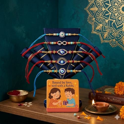 Image of SAUDEEP INDIA Decorative Fridge Magnet for Refrigerator Decor | Free Pack of 5 Rakhi for Brother | Raksha Bandhan Gift Combo | Cotton Thread Bhaiya Rakhi Festive Gift Home Decor Accessory