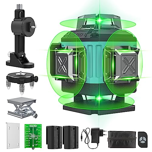 EVARY レーザー墨出し器 4D(4x360°)16ライン 水平器 レーザー グリーン...