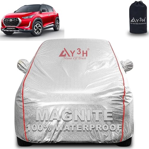 Image of 100% Waterproof Car Cover Compatible with Nissan Magnite | All Weather, Dust Proof, UV Protective with Mirror Pocket (Silver Magic)