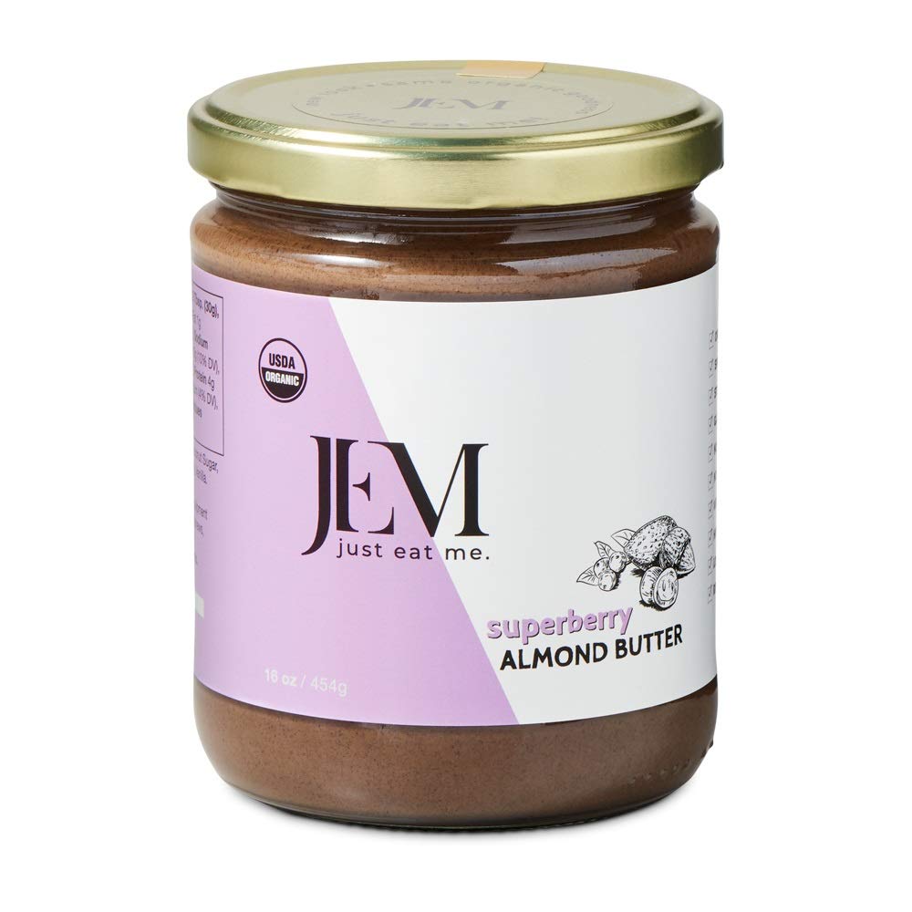 JEM Organics All Natural, Organic, Gluten-Free, Vegan, Paleo, Keto Sprouted Almond Nut Butter (Super Berry, 16 oz)