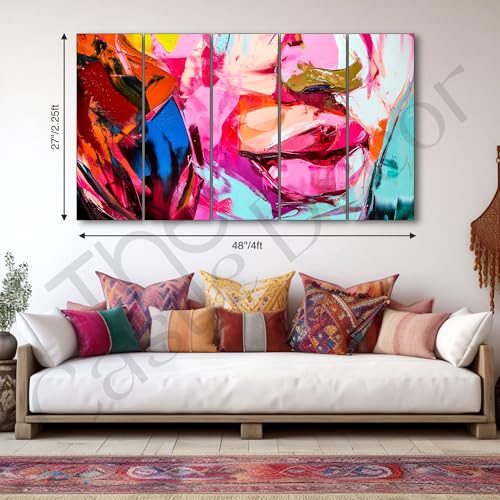 Image of The Castle Decor Woman abstract painting with frame Big Size 27x48 Wall art for living room,Bedroom,Drawing room,Hotels-Wooden Framed-312