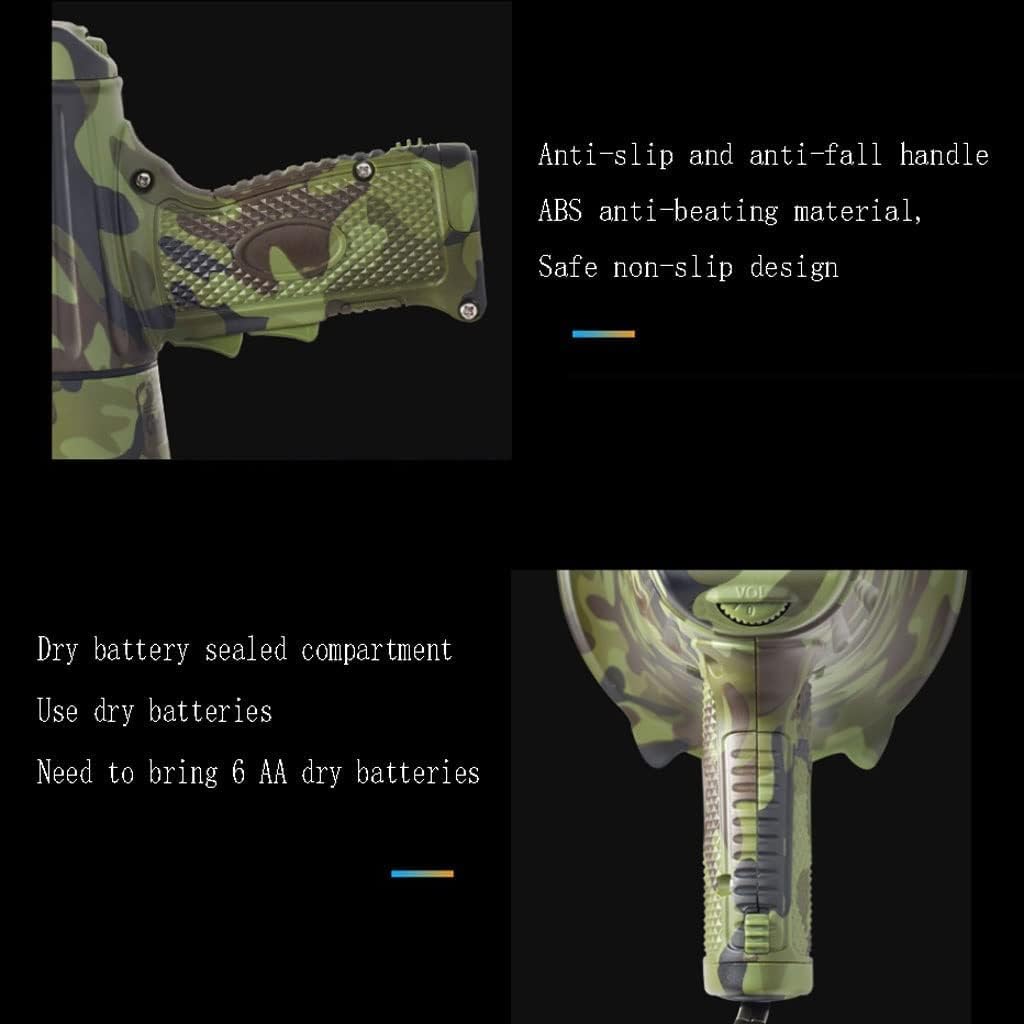 Megaphone 30W LED Lighting Megaphone Bullhorn with Built-in Siren,Portable Megaphone Speaker with Volume Control for Any Outdoor Sports, Cheerleading Fans&Coaches