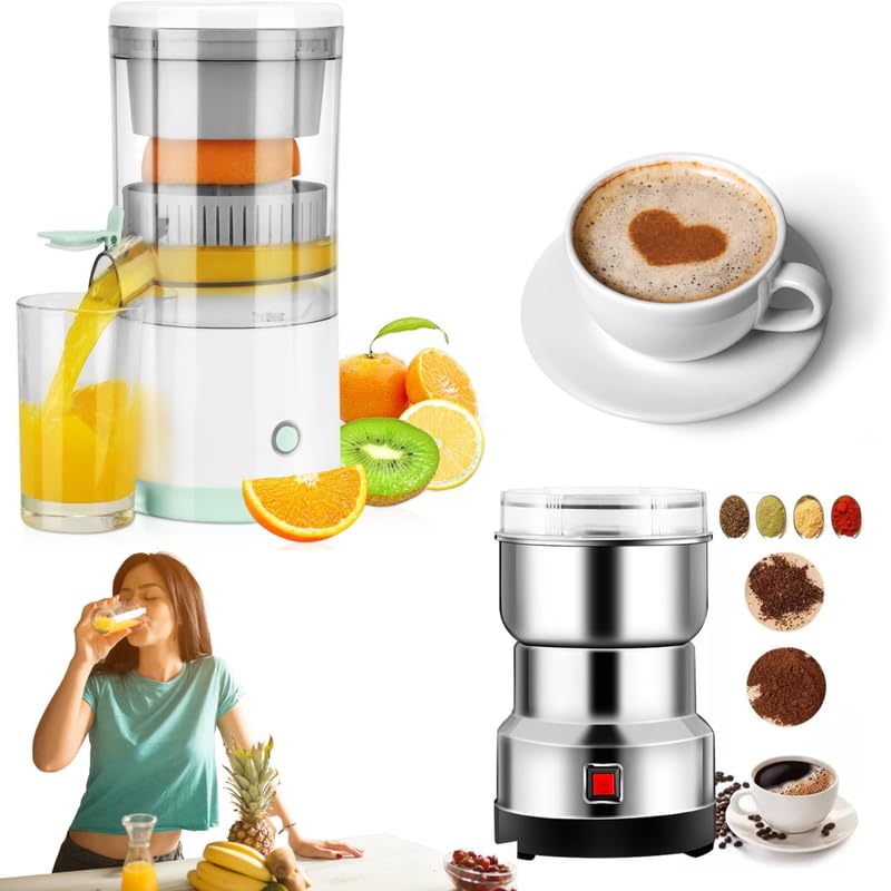 Drumstone 𝟏𝟓-𝐘𝐞𝐚𝐫 𝐖𝐚𝐫𝐫𝐚𝐧𝐭𝐲 -Combo C1049 Automatic Citrus Juicer | USB Electric Orange Squeezer | Compact & Portable & Electric Stainless Steel Grinder | Mini Grinder for Spices, Coffee-image-14
