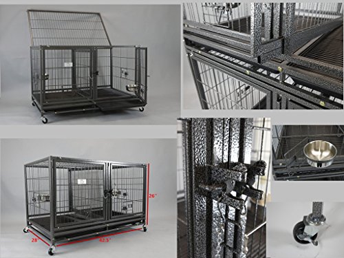 Homey Pet-43 All Metal Open Top Stackable Heavy Duty Cage(Upper) w/Floor Grid, Tray, Divider, and Feeding Bowl - Image 3
