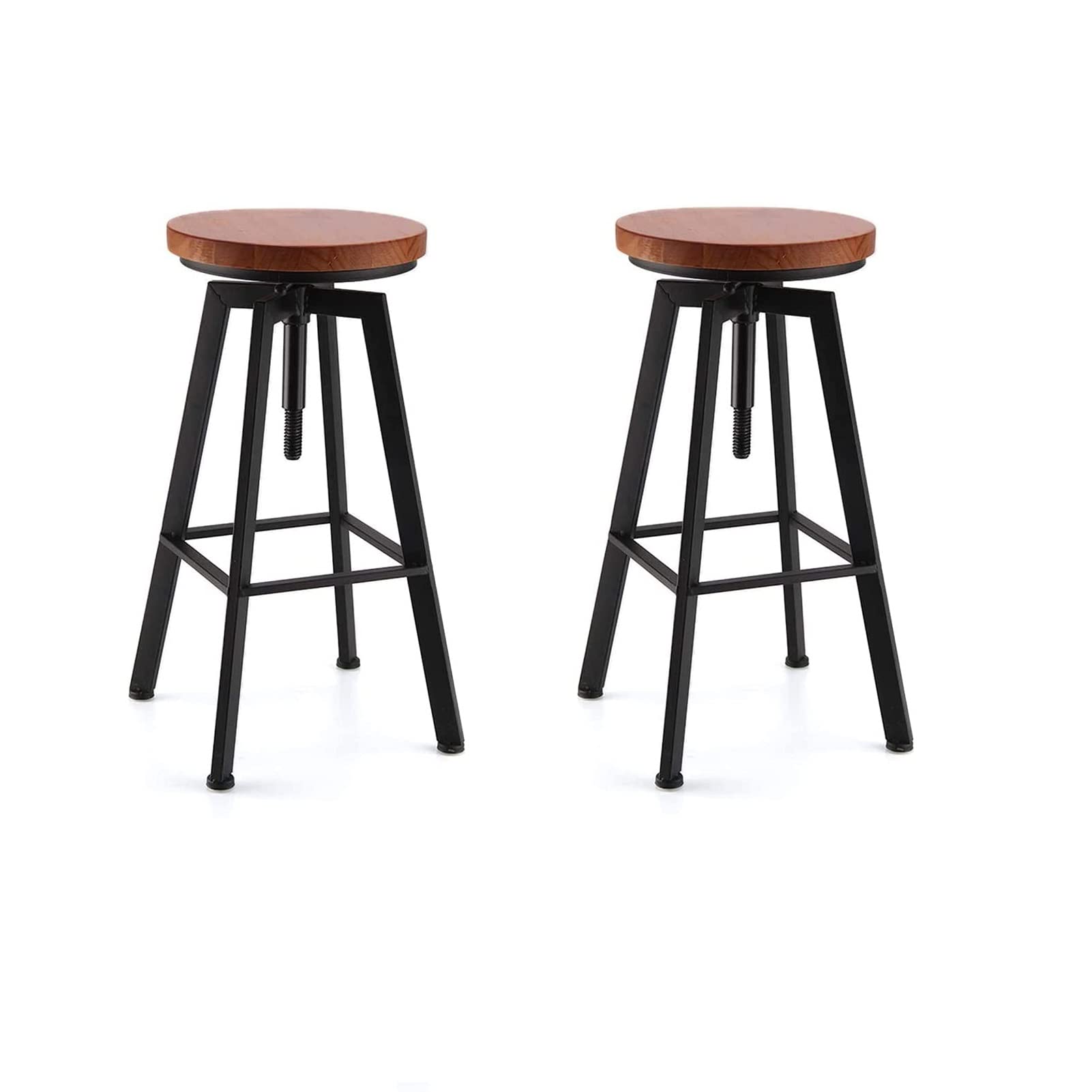 Holdfiturn 2PCs Adjustable Wooden Swivel Stools - Kitchen & Breakfast Bar
