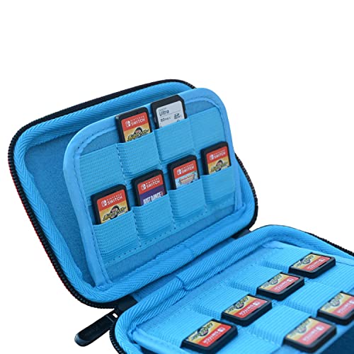 Jun Xuan Premium Game Card Case For Nintendo Switch Games, Switch Game Storage Holder Or Ps Vita Or Sd Memory Card Case, Black/ Blue #TOP5