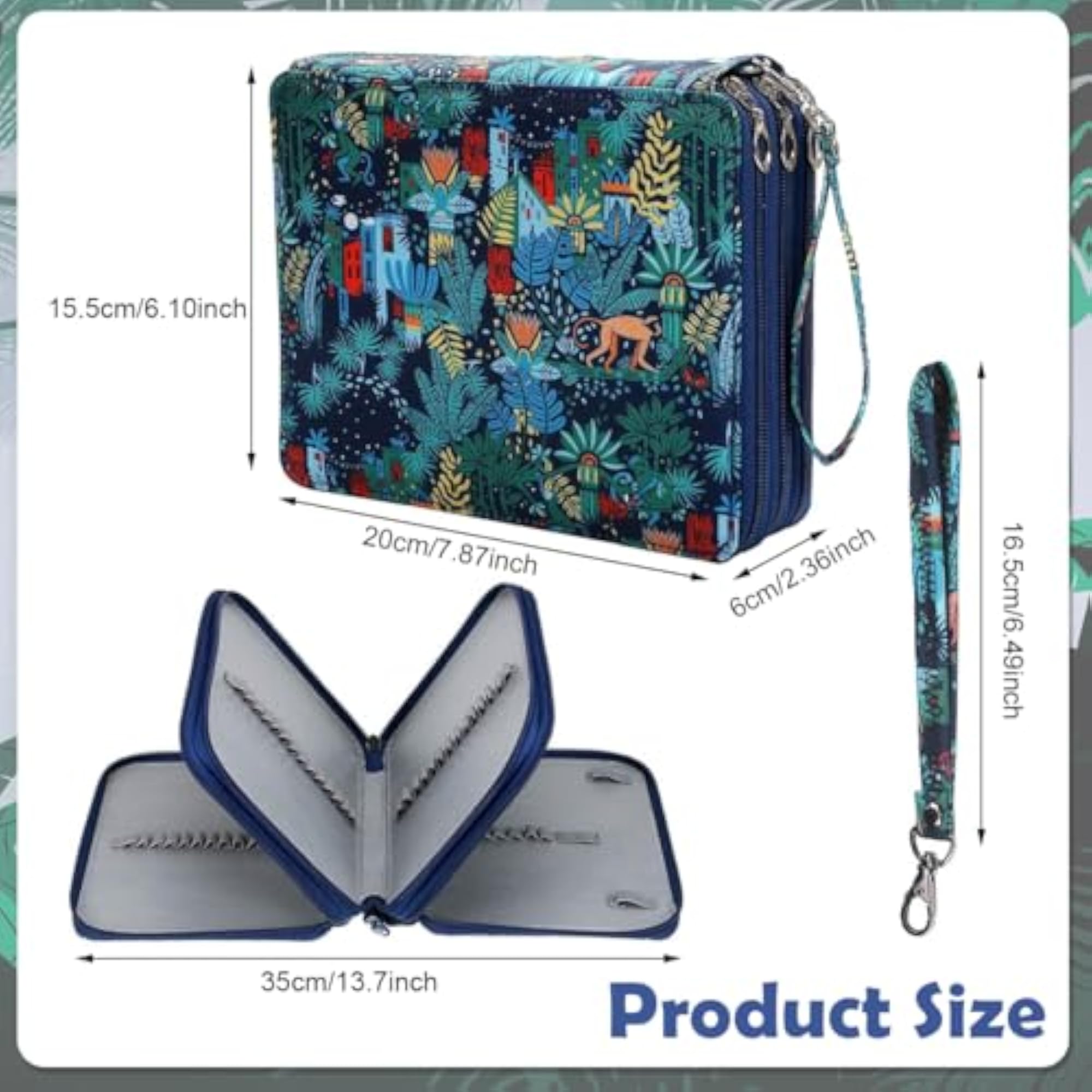 Large Pencil Case with 78 Elastic Loops, 6.3×7.87×2.36in