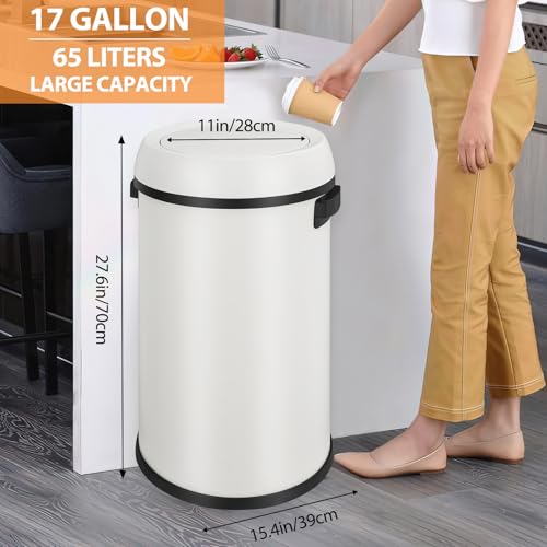 Caneca de basura metálica blanca 65 L con tapa abatible miniatura 5