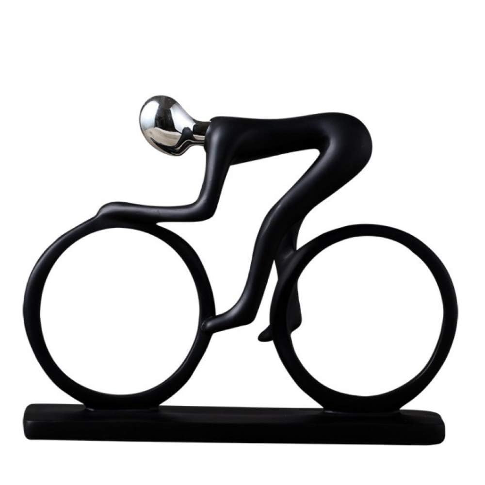YUZDNM Resin bicycle rider statue, wrought iron resin sculpture, bicycle decorative ornament, desktop miniature bicycle decoration