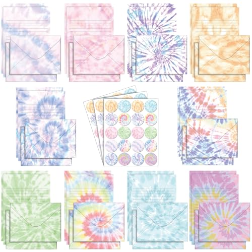 Image of TaoBary 160 Pcs Tie Dye Stationery Paper and Envelopes Set, 5.5 x 8.25''