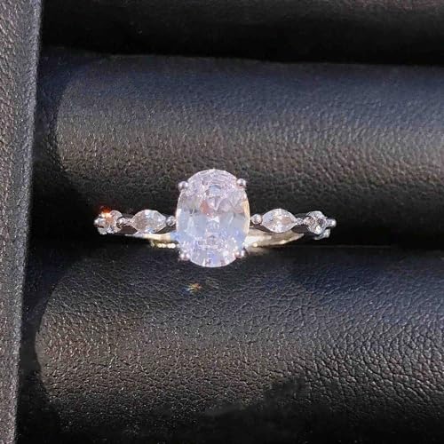 Pear Shaped Engagement Rings Classic Promise Ring 925 Sterling Silver Oval Cut AAAAA Zircon Cubic Zirconia Promise Engagement Wedding Band Rings for Women Size 63