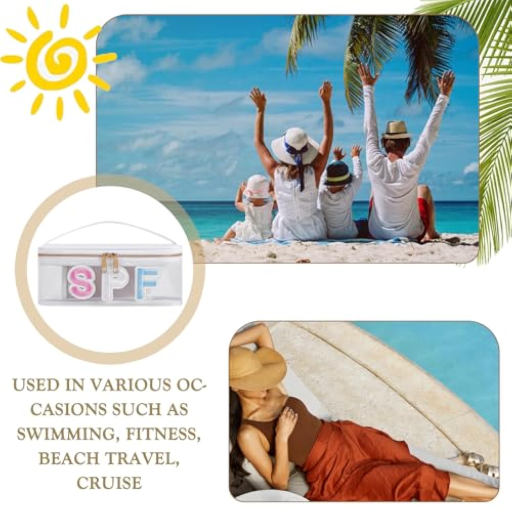 Clear Waterproof Summer Makeup Bag, Aesthetic Cosmetic Organizer