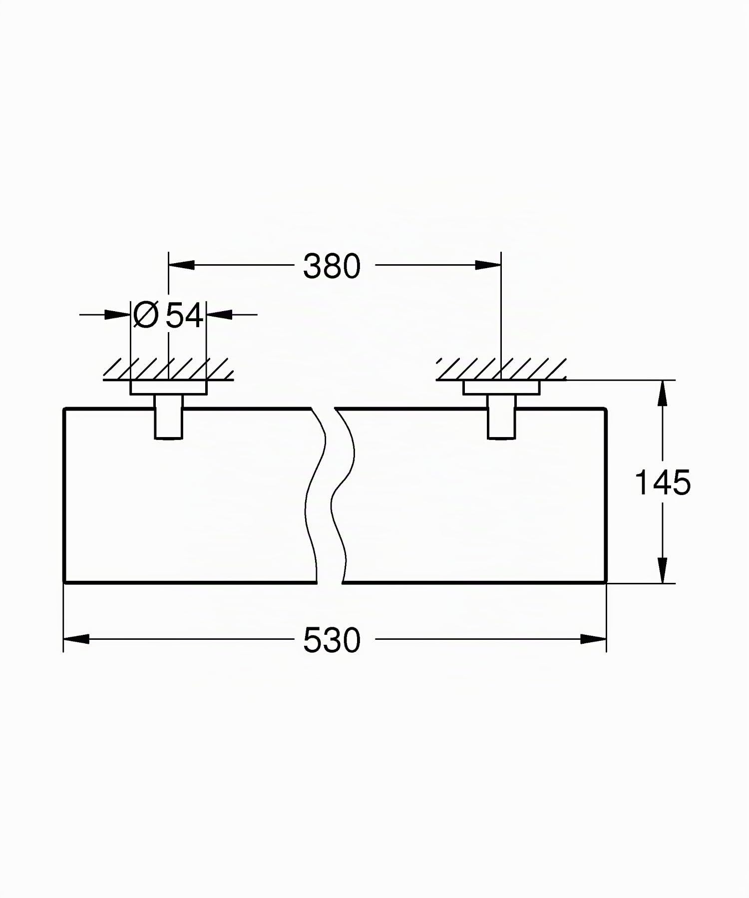 GROHE Essentials 40799001 Tablette Murale en verre et Metal 530mm Argenté