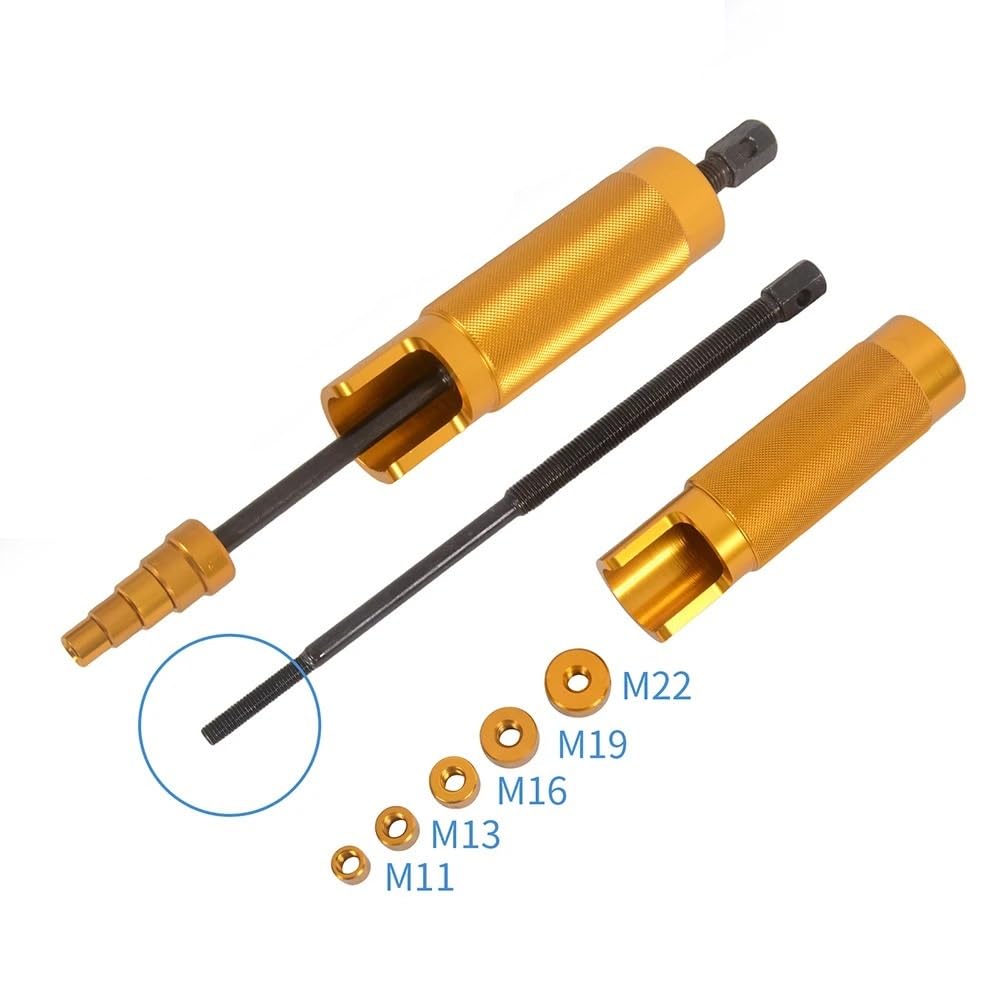 Extractor de Volante La construcción del Extractor del Pasador del pistón de la Motocicleta para una fácil instalación y extracción Protege el Motor 5 adaptadores(Gold B)
