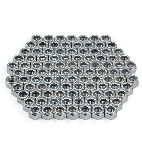 Yeebyee YE028-1 1/4"-20 Nylon Insert Hex Lock Nuts,Carbon Steel White Zinc Plated, Hex Lock Nut Silver Self-Locking Nylock Locknuts,100Pcs/Pack cover