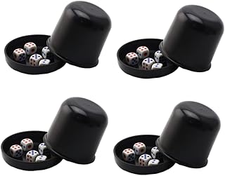 Gadpiparty 4 Sets Colored Dice Shaker Set Farkle Dice Cup Six Sided Dice Bar Dice Cup Ktv Funny Game Dice Box Broken-resistant Cup Backgammon Suite Checkerboard Bar Craps Six Sides Black