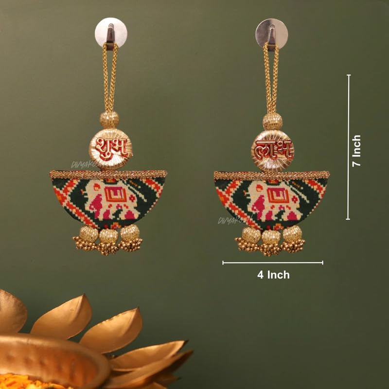 Image of Divyakosh Handmade Diwali Shubh And Labh Door Hangings, Door Welcome Tags, Diwali Decor, Decoration Items, Temple Decoration, Sohn /Shun /Shoon, Puja Tags, Door Tags, 1 Pair I.E. Pack Of 2,Multicolor