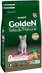 Premier Pet Ração Golden Seleção Natural para Gatos Filhotes Sabor Frango e Arroz, 3kg