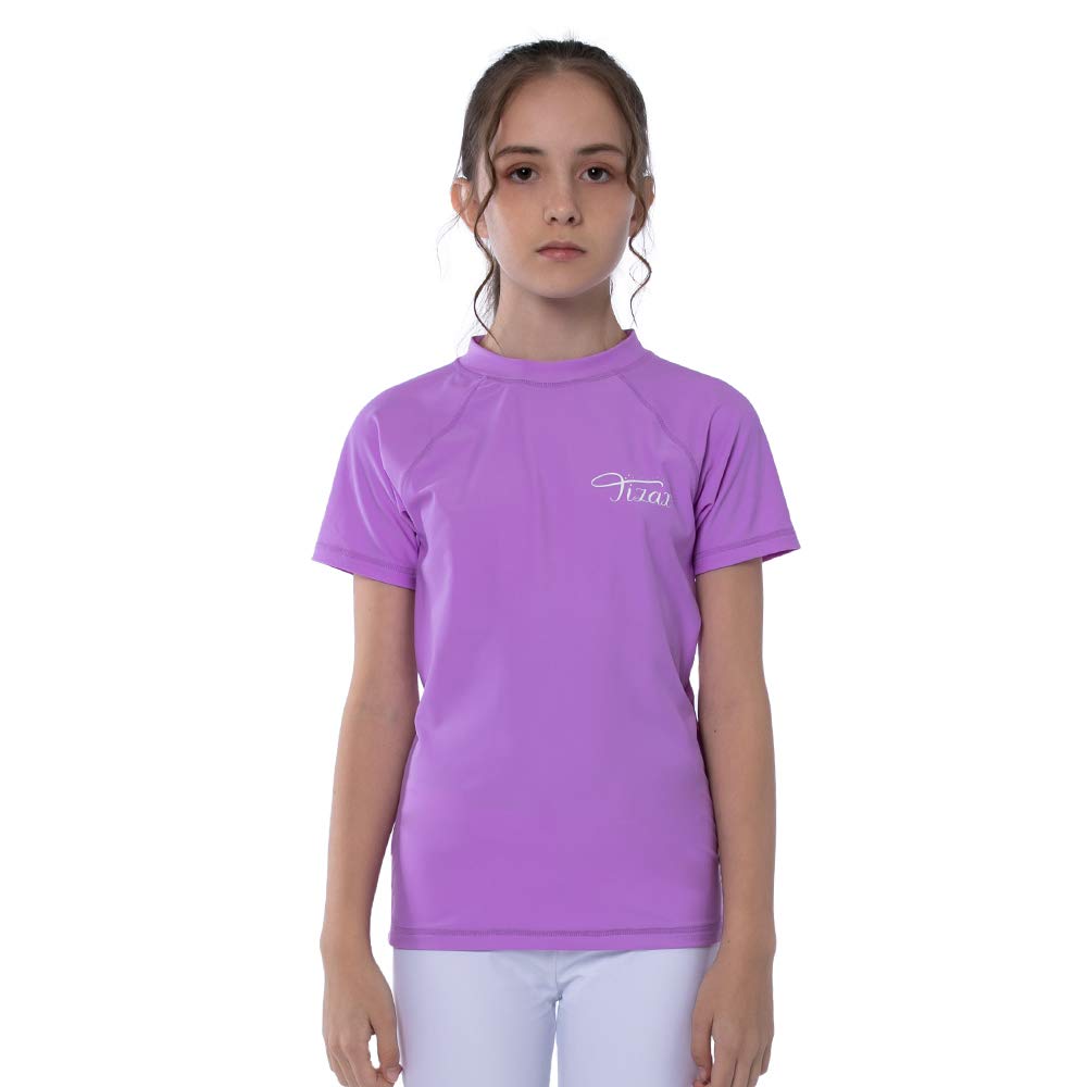 Maillot de Bain à Manches Courtes Enfants Filles T-Shirt de Bain Anti-UV pour Enfants Rashguard séchage Rapide Protection Solaire