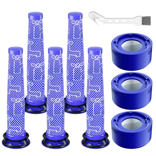 Vacuum Filter Replacement Parts Compatible with Dyson V7/V8 Animal, V8 Absolute & SV10 Cordless Vacuum Cleaners, Replaces Part # 965661-01 & 967478-01