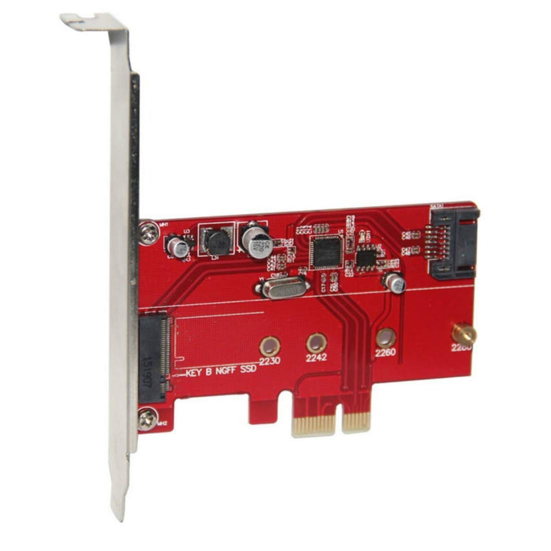JMT Desktop PCI-E 2.0 to Key B (NGFF) / SATA 3.0 B-Key Transfer Card for 2230/2242/2260/2280