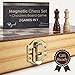 Wooden Magnetic Chess Set & Checkers Board Game, 15” Foldable Chess Board | Solid Wood 2-in-1 Board Game for Adults with Storage Box, 2 Extra Queens, Portable Travel Chess Set for Kids & Beginners