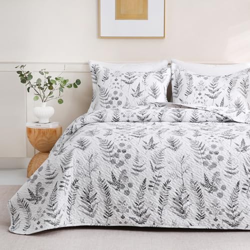 JSD Grey Floral Twin Quilt