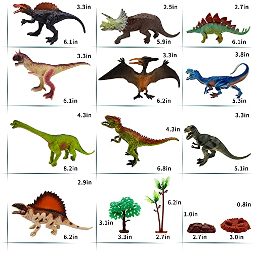 YUNKE Dinosaurier Spielzeug Set mit Aktivitätsspielmatte 31 x 27 Zoll & Bäume, 10 Stück Realistisches Dinosaurier… – Bild 5