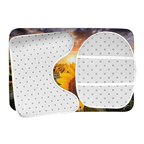 DIRYKILP Sunset Sunflowers 3 Stück Badematte Set Badematte + Konturmatte + Toilettendeckelbezug mit rutschfester Klebeunterseite – Bild 7