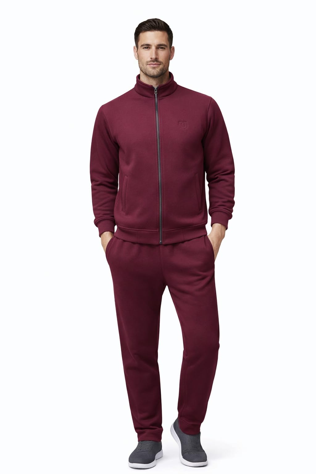 gravit Men's Premium Fleece Winter Tracksuit, Brown, Full Zip Jacket and Pants Set, Super Warm for Sports, Gym, Jogging-picture-20