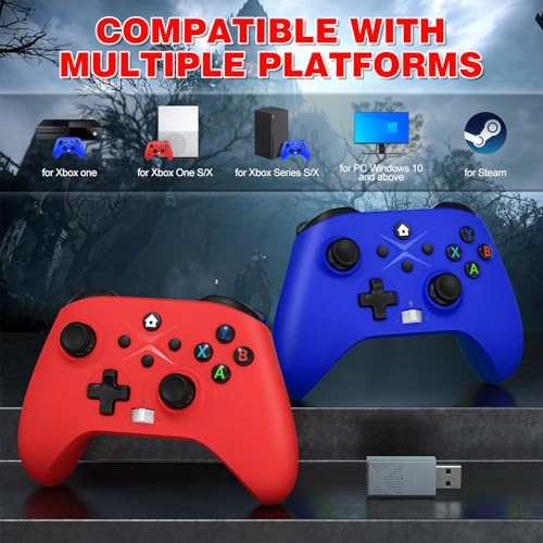 Image of Dinosoo 2 Pack Wireless Controller - Turbo, Macro, Hall Trigger, Dual Vibration - Compatible with Xbox One, Series X|S, PC - 3.5mm Audio Jack, Built-in Battery, 2.4GHz Adapter