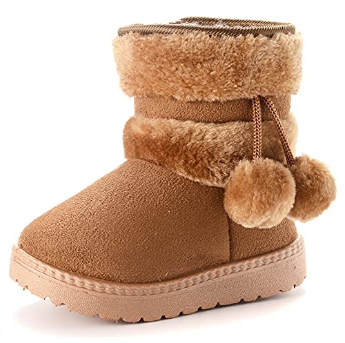 Girls Boys Snow Boots Kids Warm Winter Boots Toddler Plush Booties Fur Lined Non-Slip Shoes (Toddler/Little Kid/Big Kid)