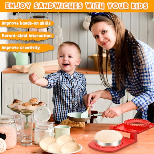 Metal Sandwich Cutter and Sealer - Round Crustless Sandwich Cutter for Peanut Butter and Jelly Sandwich Maker, PB&J Snacks Party Food Prep