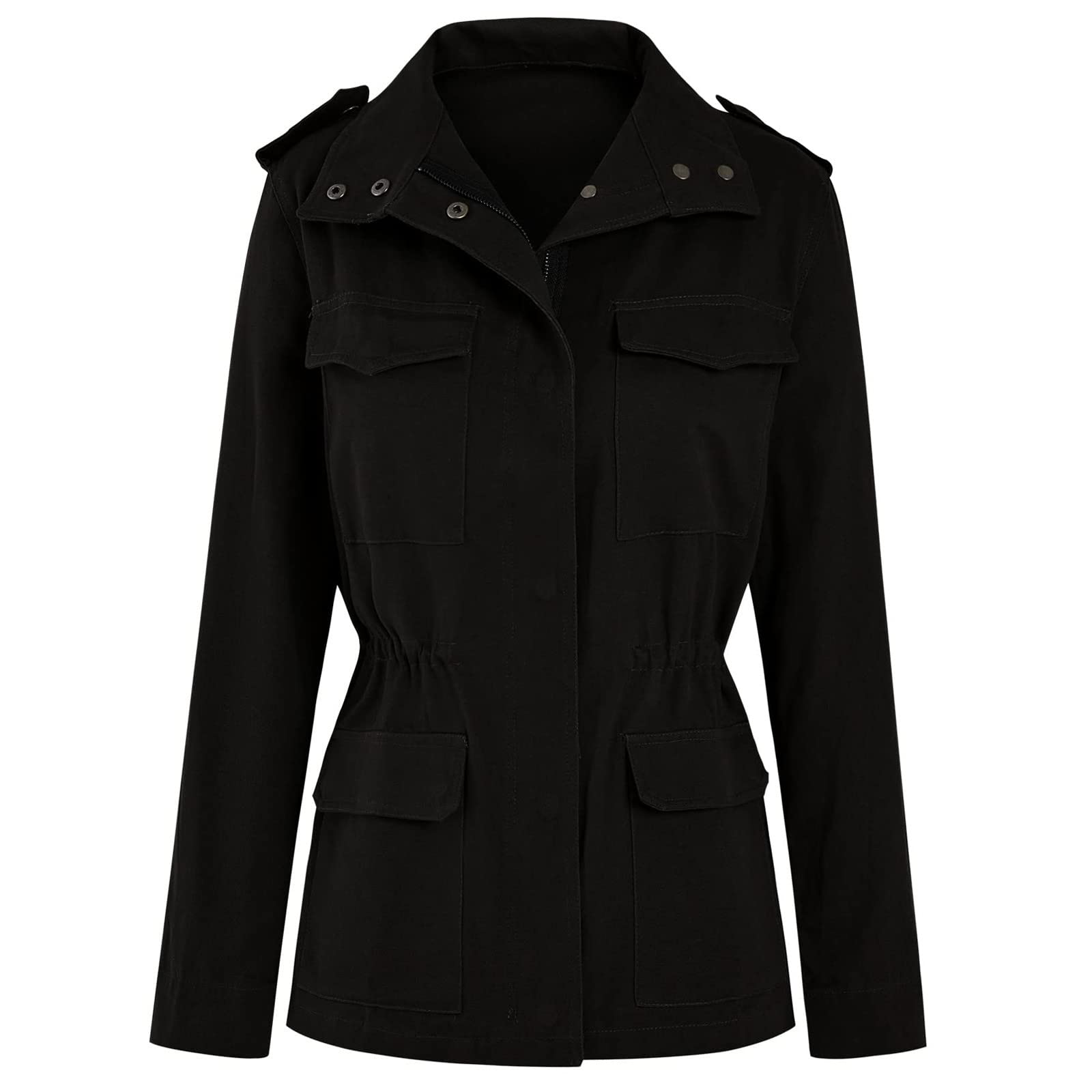 Chaquetas anorak militares informales para mujer, ligeras, estilo safari, con cremallera y bolsillos, para primavera y otoño