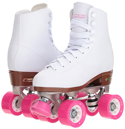 CHICAGO Skates Premium White Quad Roller Skates for Girls and Women Beginners Classic Adjustable High-Top Design for Indoor or Outdoor Skates and Roller Derby